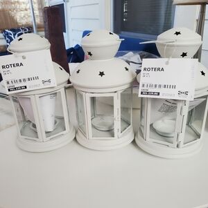IKEA Rotera White Star Tea Light Lanterns - Set of 3